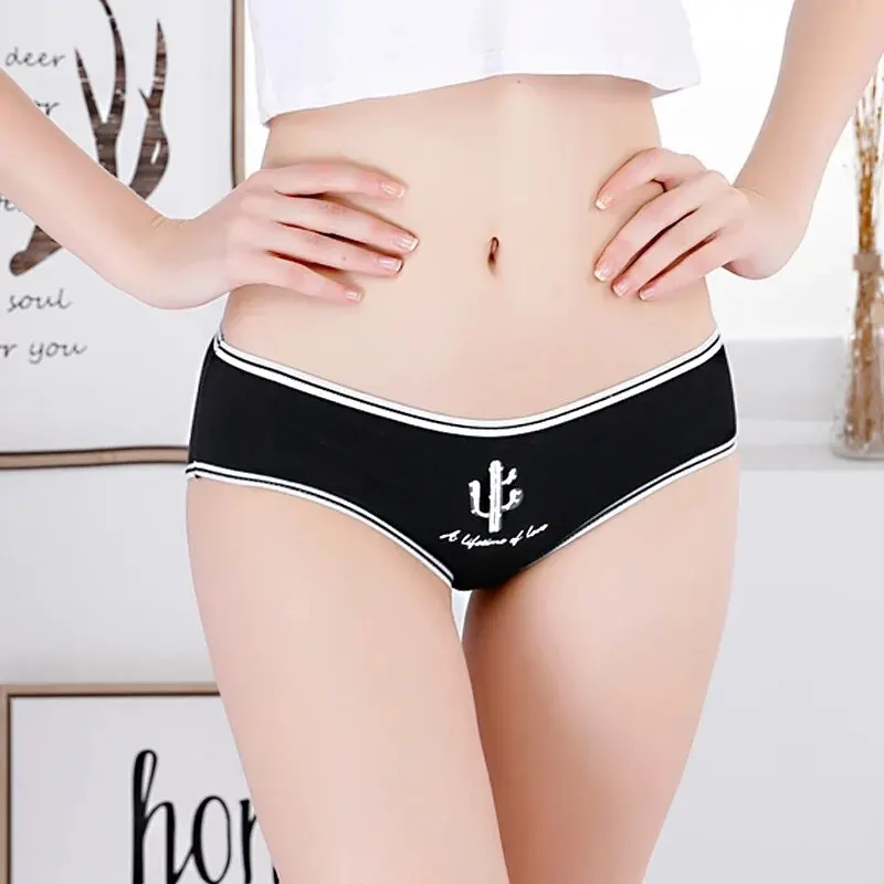 10Pcs/Lot Cotton Panties Women Sexy Underwear Cute Cartoon Briefs for Girl Seamless Lingerie Ladies Pink Pantys Underpant Thongs