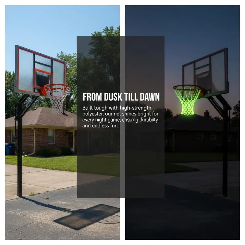 

50CM Self Glow Basketball Net Green Fluorescent Luminous Net for Outdoor Hoop Night Use Street Basketball GamesHot