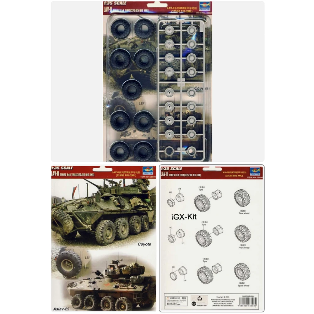 Trumpeter 06608 1:35 Scale Australian Defence Force ASLAV Tire Set serie 8X8 tyres (325/85 R16 XML) Upgrade Conversion Model Kit