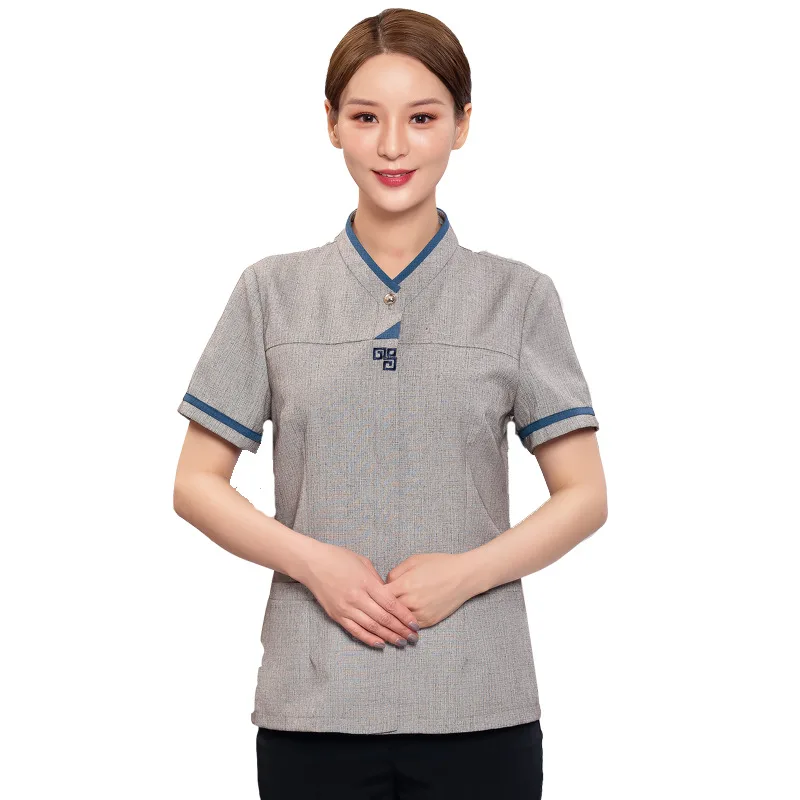 Hotelzimmer Kellner Arbeits kleidung Kurzarm Boden pa Housekeeping Company Eigentum Gemeinschaft Sommer Reinigungs service Uniform