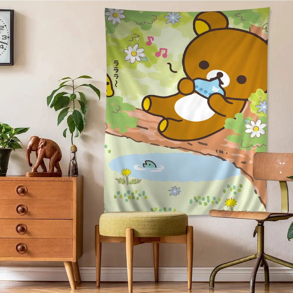 Cute Cartoon R-Rilakkuma Hippie Wall Hanging Tapestries Bohemian Wall Tapestries Mandala INS Home Decor