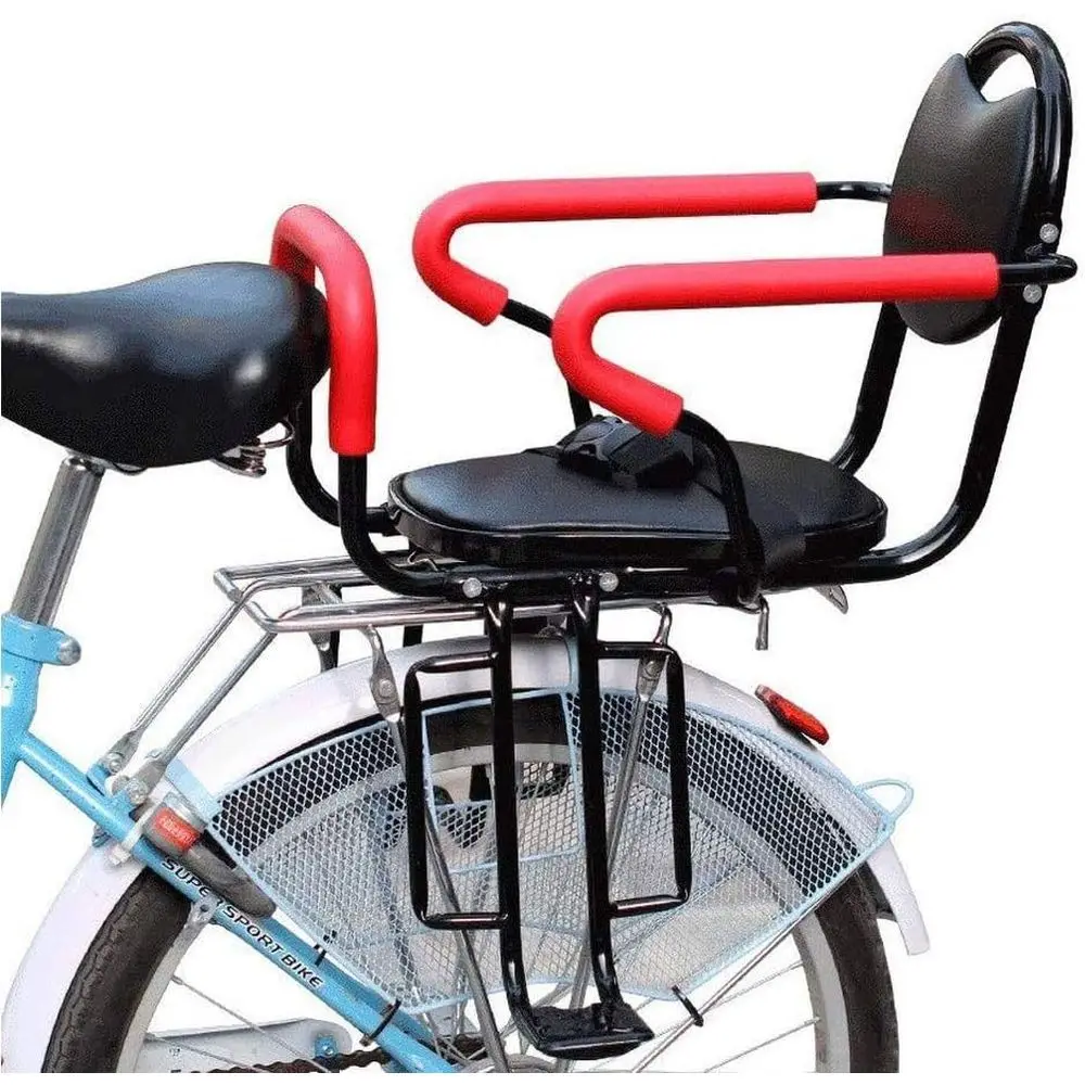 

Child Bike Seat Carrier with Non-Slip Armrests, Pedals, and Padded Seat Belt for Ages 2-6