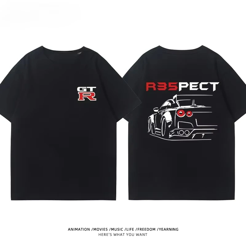 

Car Culture Modified Racing Riding Printed High Street Men's Cotton Short Sleeve American Casual Versatile Women's Racing Suit