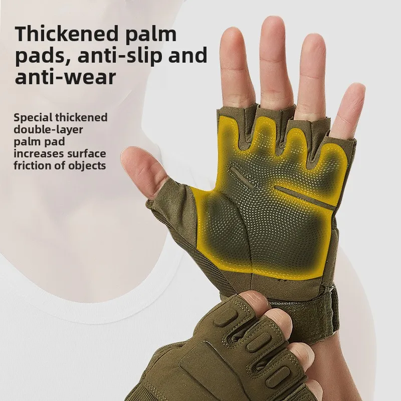 Men Tactical Fitness Gloves Non Slip Wear Resistant Shock Absorption Training Sports Outdoor Special Forces Military Gear