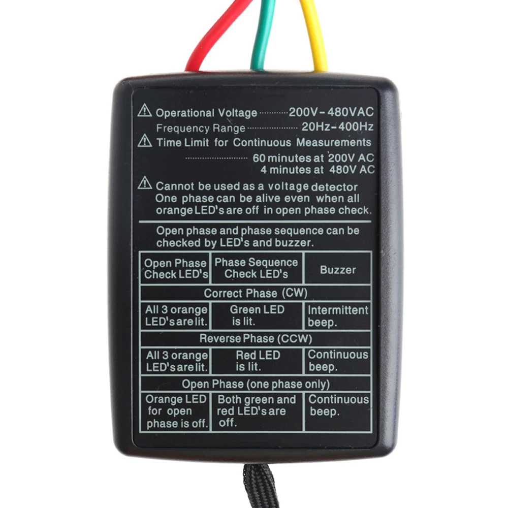 Phase Detector Rotation Tester three Phase Alternating Current Phase Meter Phase-sequence Tester Digital Phase-order Indicator