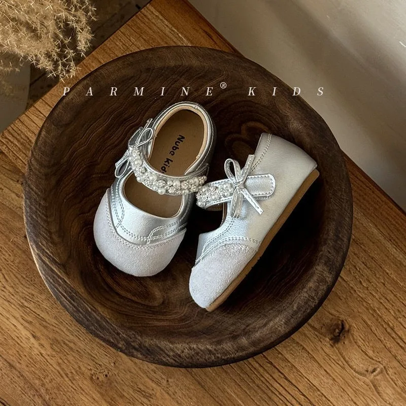 

Детские кожаные туфли для девочек, с круглым носком, на мягкой подошве, нескользящие, универсальные, 2026, абсолютно новые, для малышей, для ходьбы, мягкие