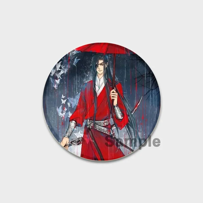 Heaven Official\'s Blessing Brooch on Backpack, Handmade Round Brooches, Cute Hua Cheng Pins, Anime Icon Badges for Clothes