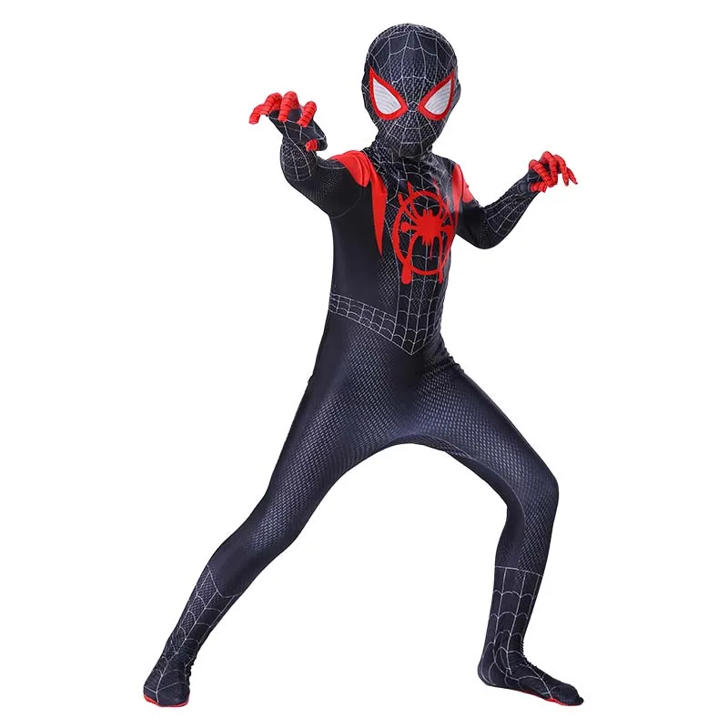 Spiderman Costume for Kids Zentai Suit Spider Man Into The Spider Verse Miles Morales Superhero Cosplay Bodysuit Adult Jumpsuits