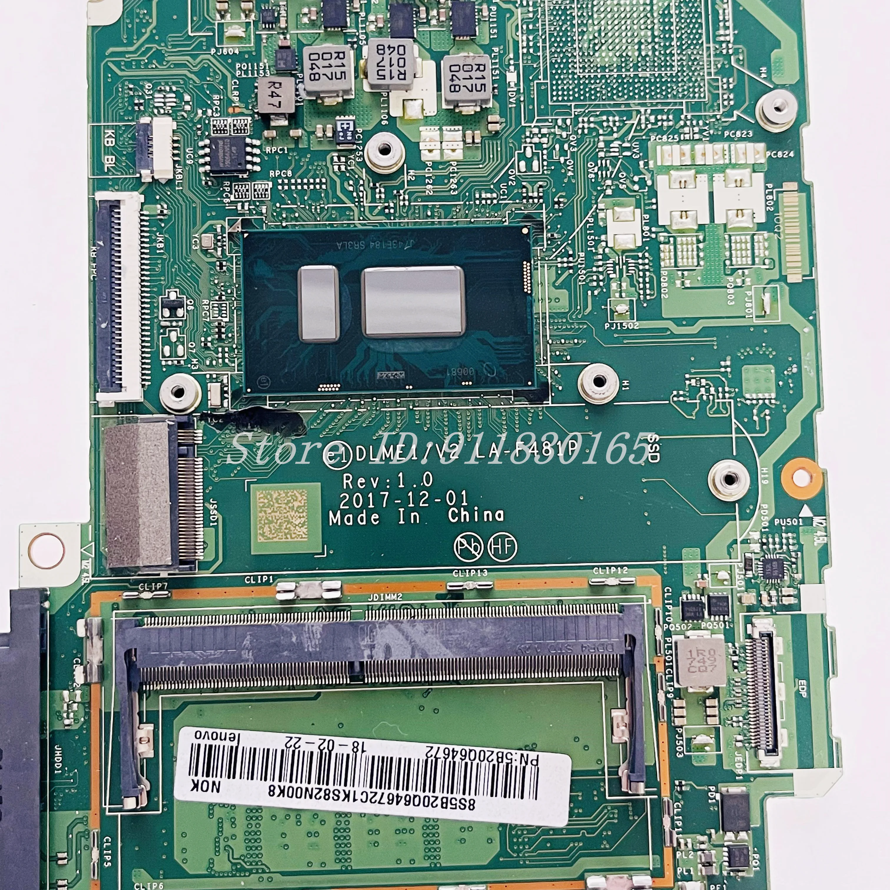 Imagem -02 - Placa-mãe Portátil para Lenovo Dlme1 v2 La-f481p V33014ikb Cpu Core i3 i5 i7 Uam 4gb de Ram 5b20q64672 100 Trabalho