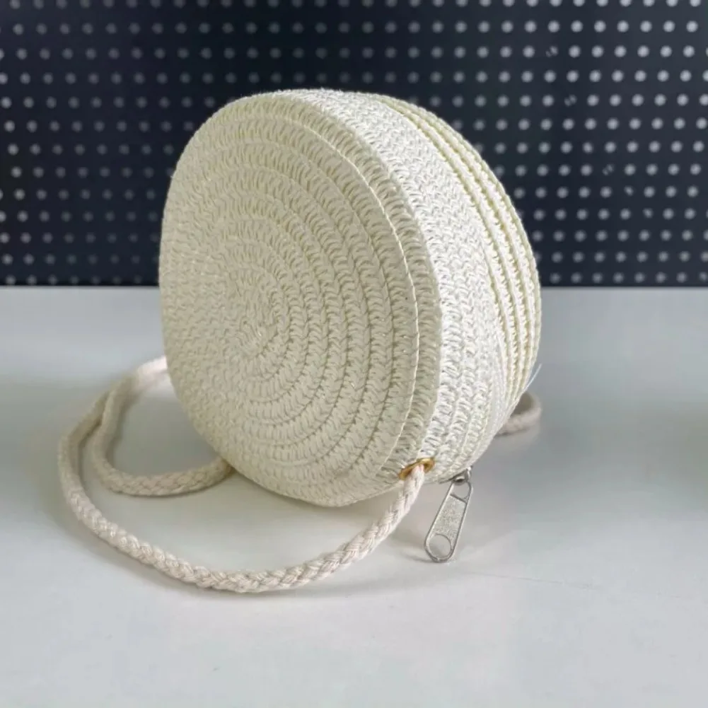 Children's Cute Small Round Bag In Summer Hand Woven Straw Bag Women's Fashion Trend Messenger Bag Mini Coin Purse Hand Bags