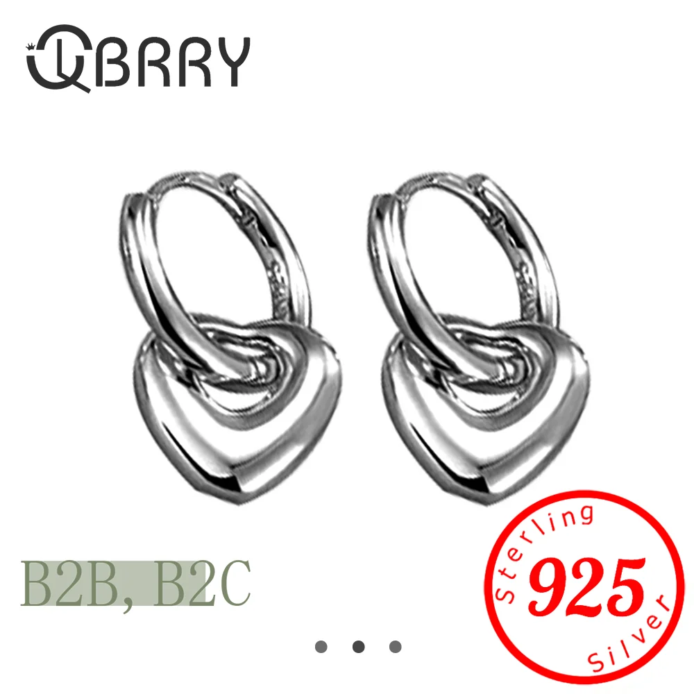 

925 Sterling Silver Classic Hearts Dangle Earrings Exquisite Simple Drop Earrings For Women Original Design Fine Jewelry