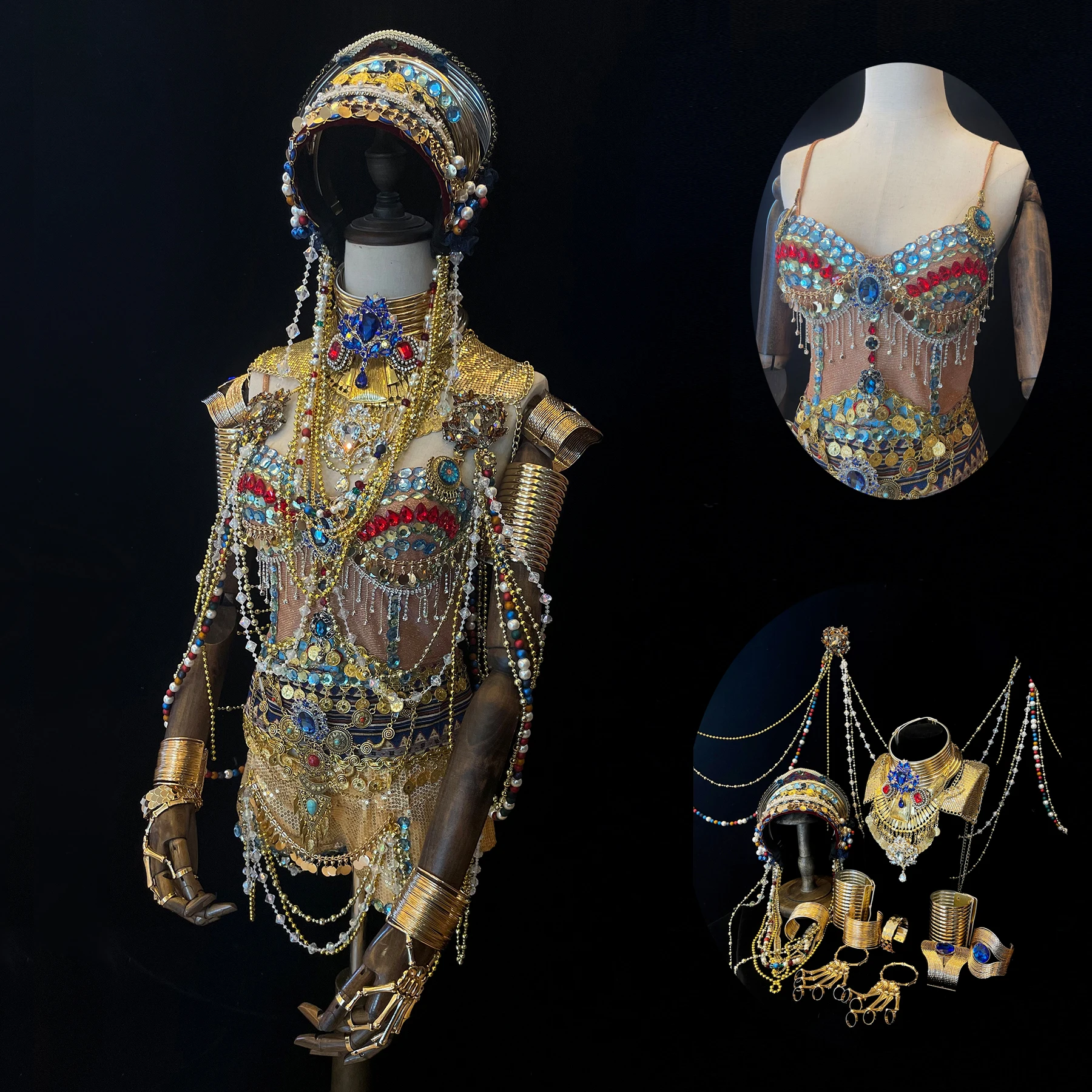 Anime Love,Death&Robots Jibaro Cosplay Costume Banshee Siren Of Myth Golden Woman Headwear Accessory Customs Halloween Party