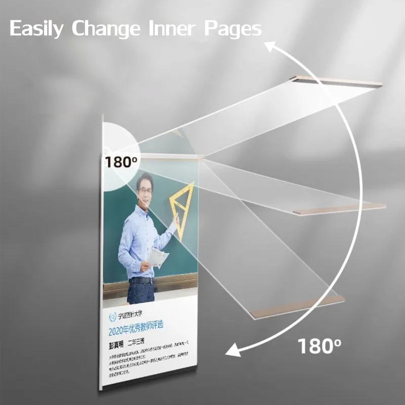 لوحة إعلانات عرض أكريليك مقاس A4 جدار صور ملف تعريف المعلم شهادة إطار الشرف للتعليق على الحائط بدون ثقب مطلوب مغناطيس