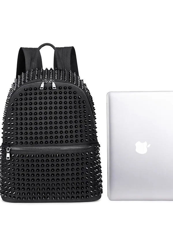 Punk Spiked Studded Backpack Black Rivet Backpack Gothic Rock Style Large Capacity Travel School Laptop Shoulder Bag