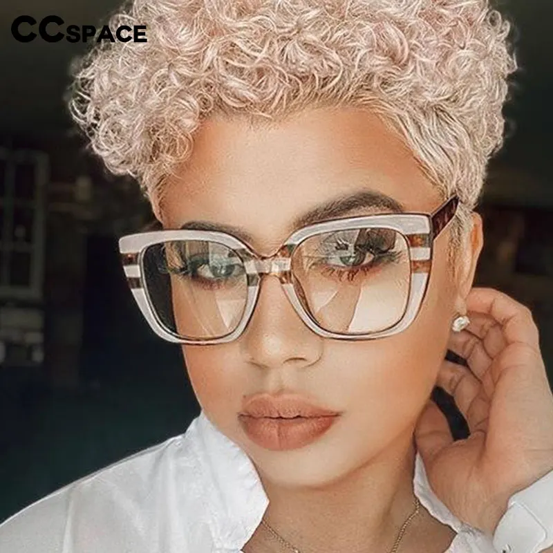 45759 Big Frame Square Stripes Brand Glasses Frames Women Retro Leopard Optical Fashion Computer Glasses