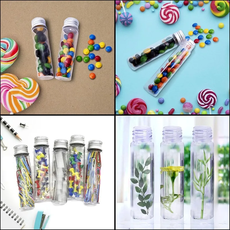 Naxilai 24pcs Plastic Test Tubes 45ml Clear Test Tube with Caps 144 x 22 mm for Candy Storage,Party,Decoration,Beads Display,Lab