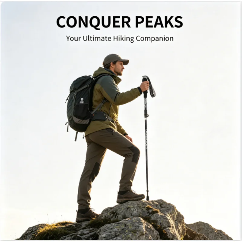 

Foldable Telescopic Trekking Poles Lightweight Hiking Walking Sticks Outdoor Climbing Travel Support Cane