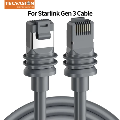 Imagen 1 del producto Para Starlink V3/Gen3 Cable de extensión de enrutador Gigabit Ethernet Cable enchufe y plato satelital al aire libre impermeable conector RJ45