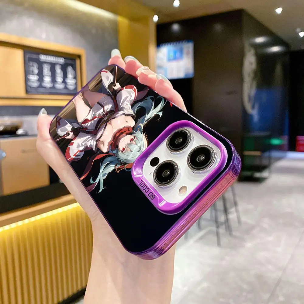 츠키미치 토모에 아이폰 17 16 15 14 13 12 11 X XR XS 8 7 에어 프로 맥스 플러스 퍼플 반투명 케이스