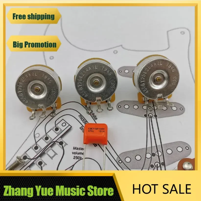 

Q-X Music Store-CDE 716P .047 100V Orange Drop Cap + Solder Line Drawing Guitar Potentiometer 250K Copper Shaft Wiring Kit