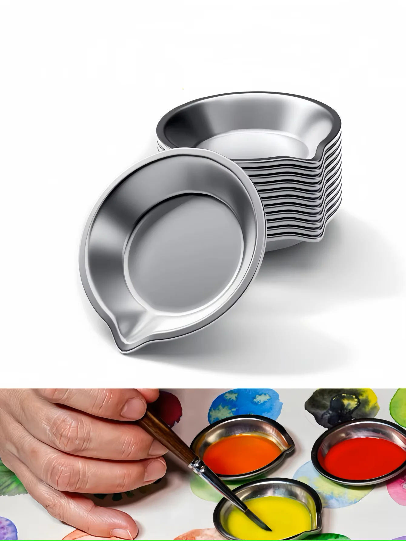 

2/12pcs 5cm Stainless Steel Painting Color Bowls Oil Paint Trays Paint Color Mixing Cups Color Mixer Painting Tools
