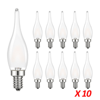10PCS Decorative E12 Candelabra Light Bulbs Frosted Chandelier Replacement Bulb E14 E12 1.5W Dimmable Candle LED Filament Bulbs