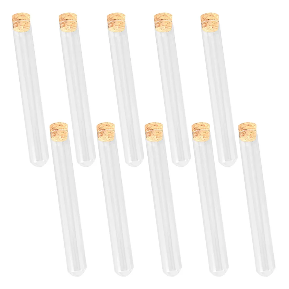 

10Pcs Round Bottom Glass Test Tubes with Wood Corks Laboratory Sample Storage Transparent Serological Test Tubes Heat Resistant