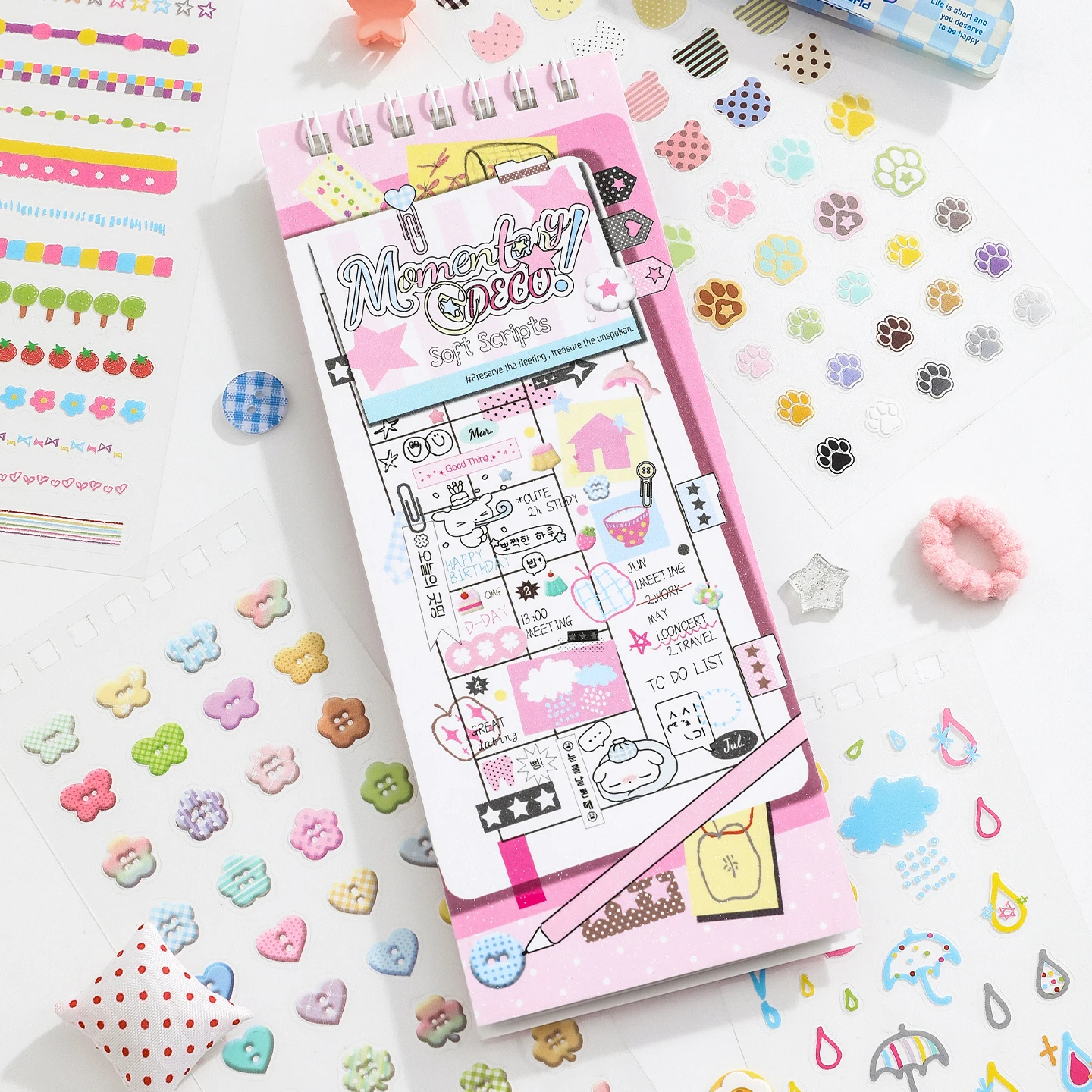 20 Blatt Moment Collection Kawaii Ins Small Element Label PET Stanzstickerbuch DIY Scrapbook Kreative Ästhetik Schreibwaren