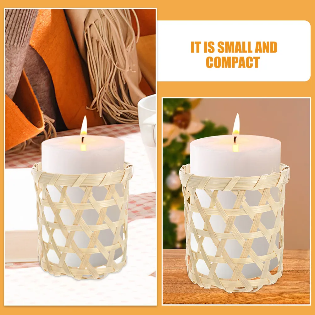4pcs Woven Bamboo Flowerpot Sleeves – Compact Sturdy Plant Stand for Desktop, Bookshelf, Bonsai & Small Spaces