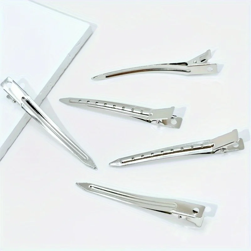 12Pcs Duck Bill Hair Clips Metal Alligator Curl Clips Sectioning Clips With Holes For Hair Styling, Hair Coloring