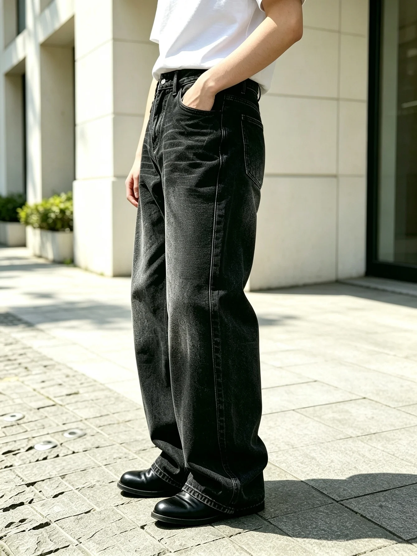 Fashion Y2K Trendy American Street Relaxed Straight Denim Jeans Wear-Resistant Denim Fabric, All-Match Daily Outfit, Heartfelt F