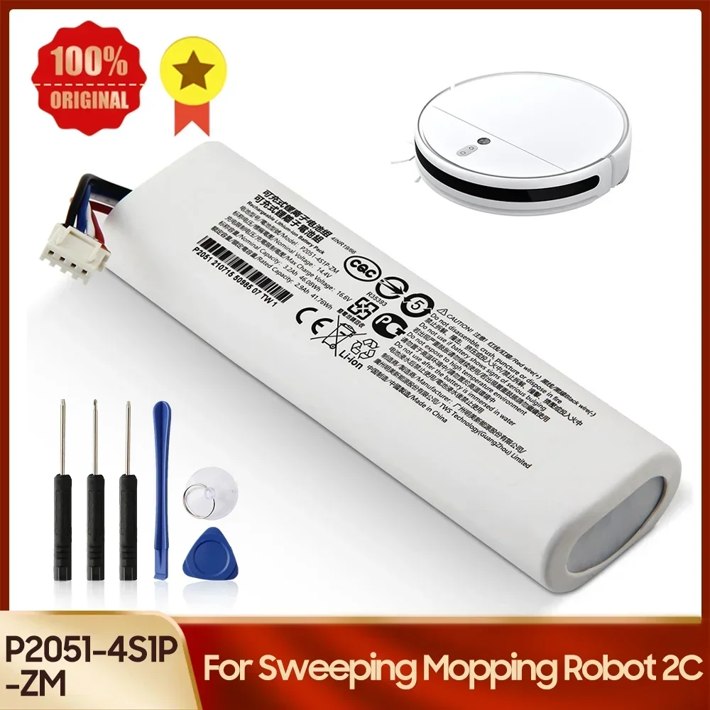 Replacement Battery 3600mAh P2051-4S1P-ZM For Xiaomi Mijia Mi Sweeping Mopping Robot Vacuum Cleaner 2C Batteries With Tool