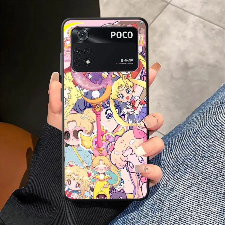 Beautiful Sailor Moon Case for Xiaomi Poco F8 M3 M4 M7 Pro F1 X3 X4 X5 X7 Pro C61 M5 C75 C50 C71 F3 Black Soft Phone Cover view 2