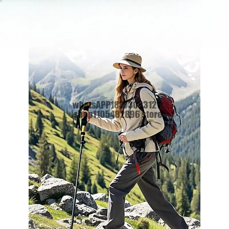 Professional outdoor folding trekking poles, trekking canes, men and women, professional hiking equipment telescopic cane sticks