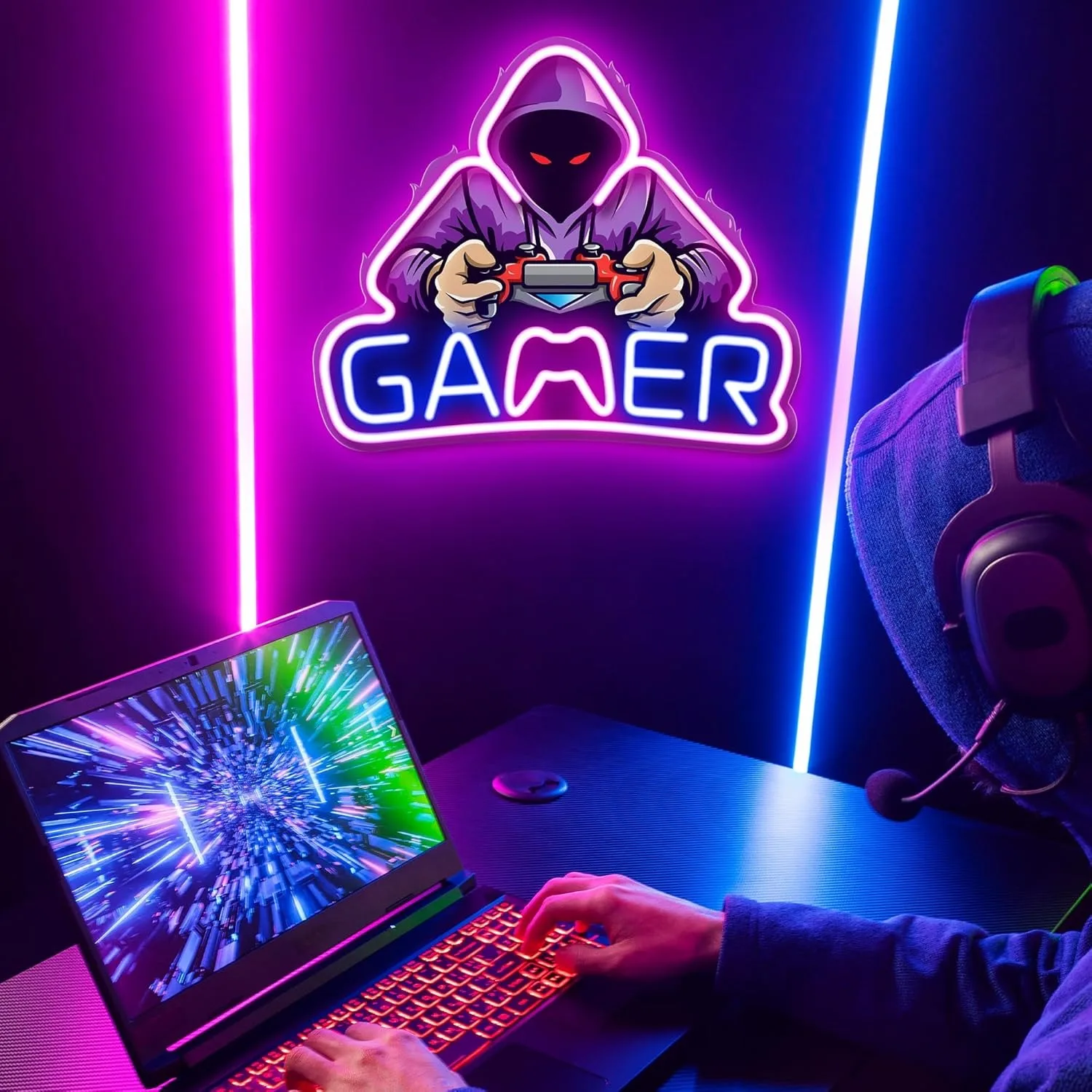 Neon LED Decorative Lights For Gamers Are Suitable For Decoration In e-Sports Rooms, Internet Cafes And Video Game Cities