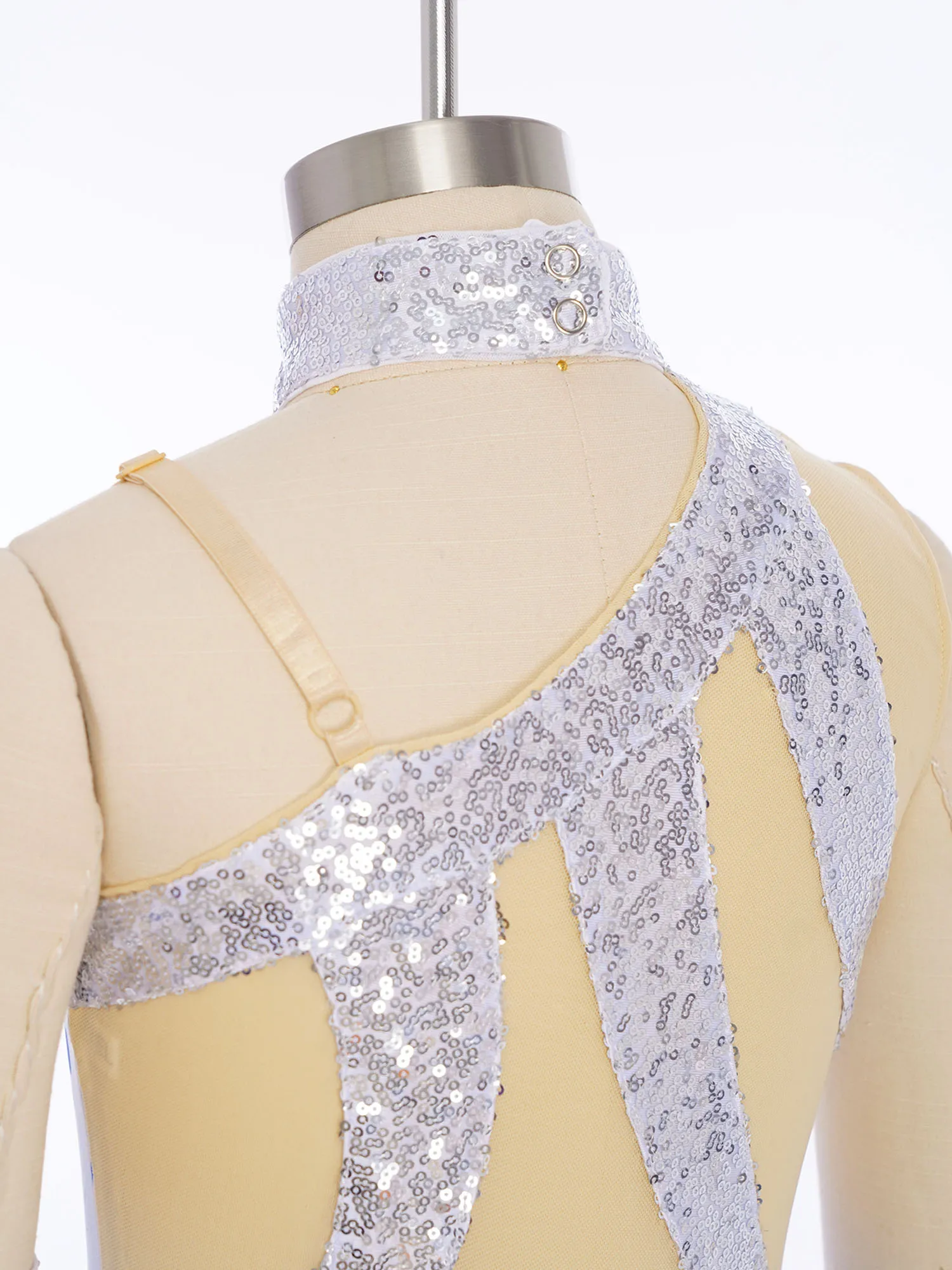 Meninas um ombro mangas ballet dança collant brilhante lantejoulas bodysuit completo + luva patinação artística ginástica macacão treino