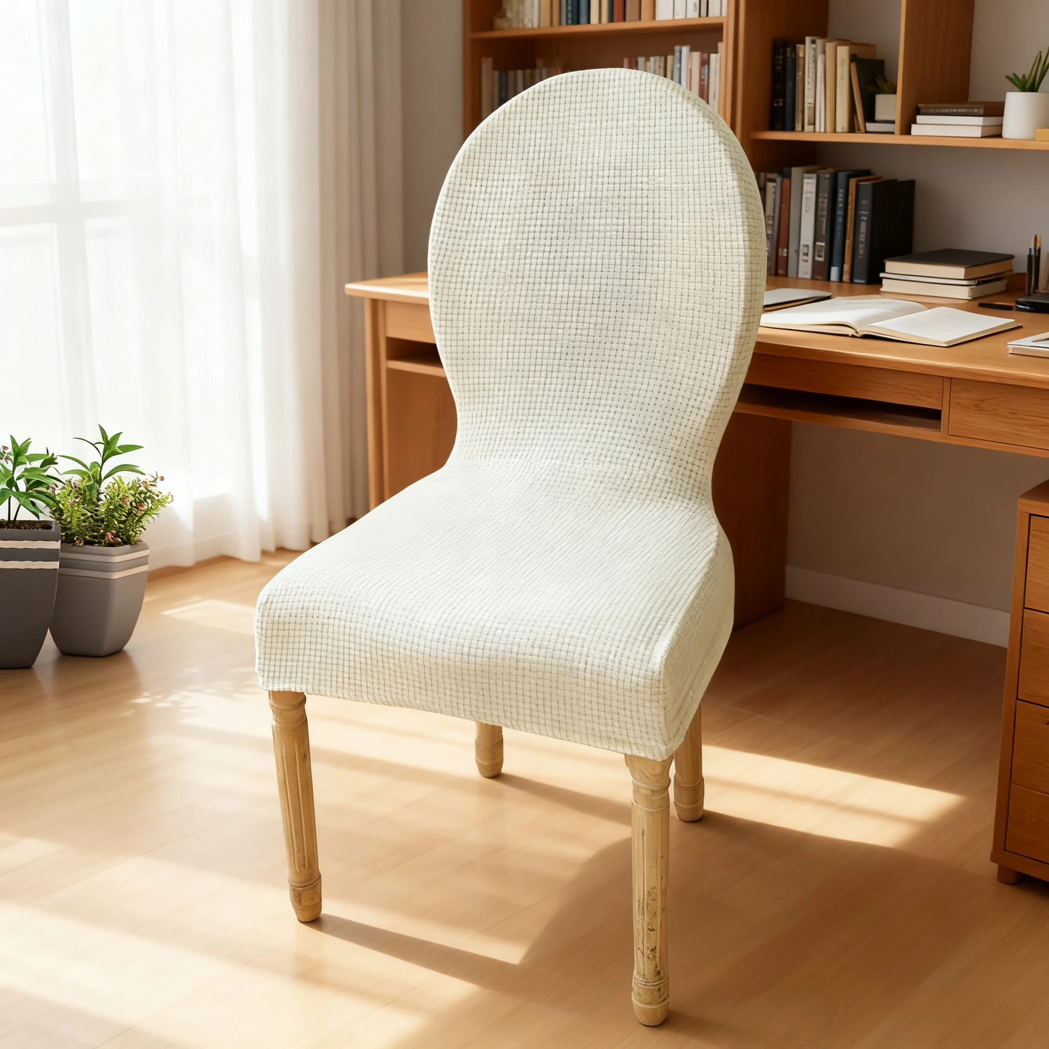 أغطية كرسي الطعام المستديرة الخلفية تمتد الجاكار منحني الظهر غطاء كرسي المطبخ أغطية الكرسي الأوروبي/واقيات الكرسي