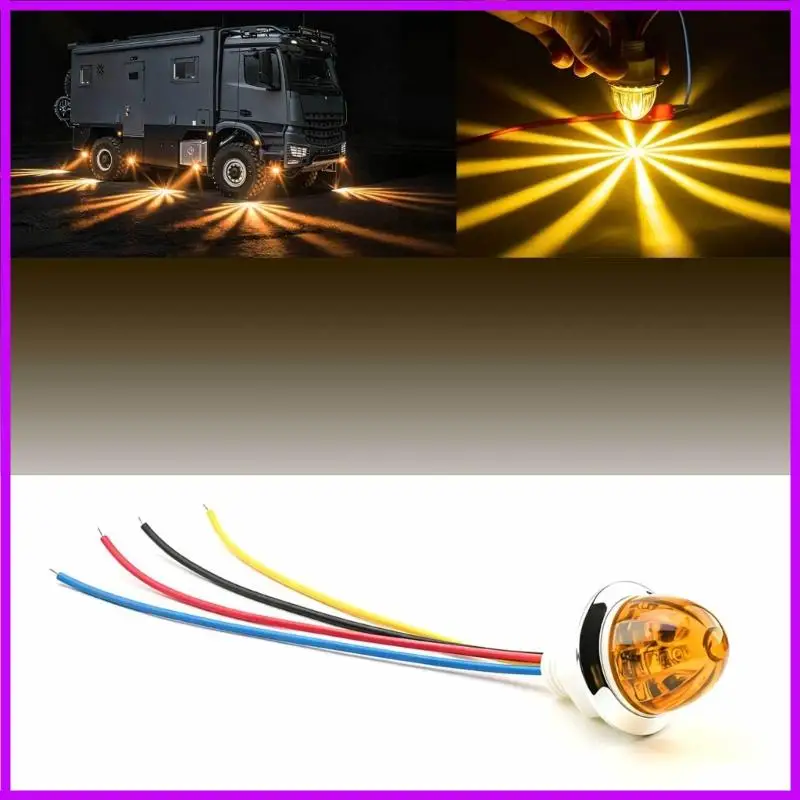 R9CC Truck Lighting Maintenance Marker Lamp, Small 12-24V Side Light with Attached Leads, Threaded Body and 1.50 in Diameter