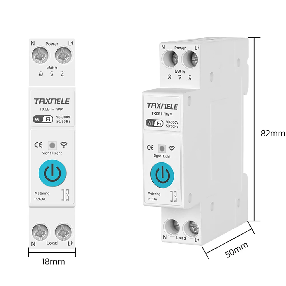 63A Txcb1-Twm Wifi Intelligent Switch Energy Metering Timer Relay KWh MCB Remote Control Switch Smart Life