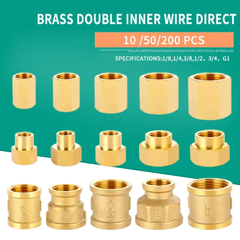 

10Pcs 1/8" 1/4" 3/8" 1/2" 3/4" BSP Female Thread Brass Pipe Fittings Hex Nut Rod Connector Coupling For Water Fuel Gas