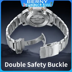 BERNY-Correa de acero inoxidable para reloj, repuesto para AM339MS/AM139MS