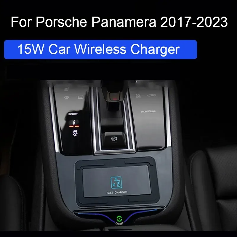 15W Car Wireless Charger Center Console Fast Phone Charging Panel for Porsche Panamera 2017-2023