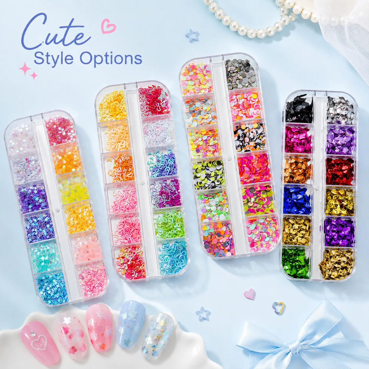 1Box 12 Grids Shiny Mixed Sequins Glitter Flakes Multi-Color Multi-Shape For DIY Scrapbooking Handmade Art Craft Supplies