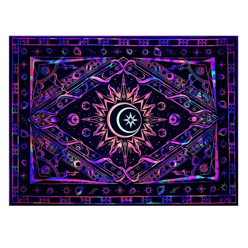 A92P Tapestry For Bedroom Aesthetic Room Decor Wall Tapestry Blacklight Tapestry UV Reactive Black Light Posters Colorful
