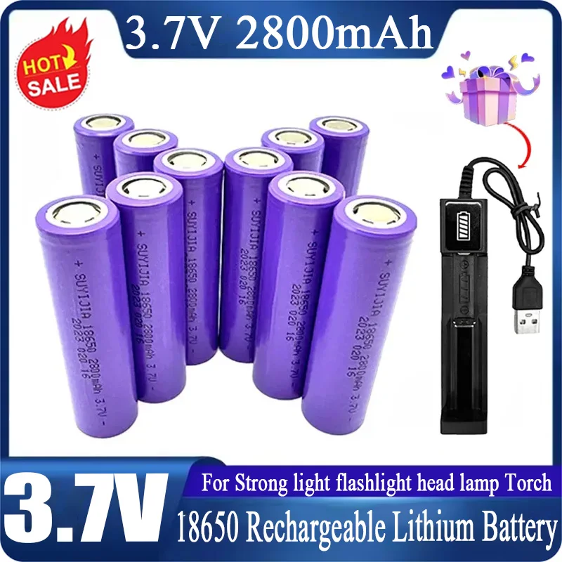 New 18650 2800mAh 3.7V Rechargeable Lithium Battery for Strong Light Flashlight Mobile Medical Equipment Flashlight Intercom