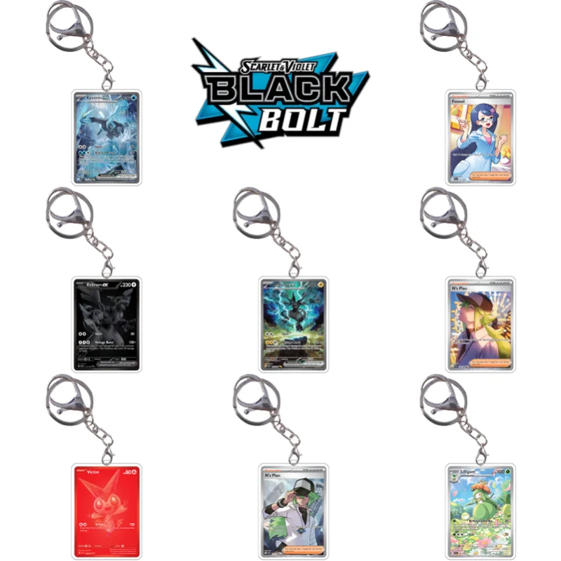 

Pokemon Keychain Card Zekrom N Petilil Lilligant Meloetta Sv11B Black Bolt Anime Game Self Made Acrylic Gift Pendant Decoration