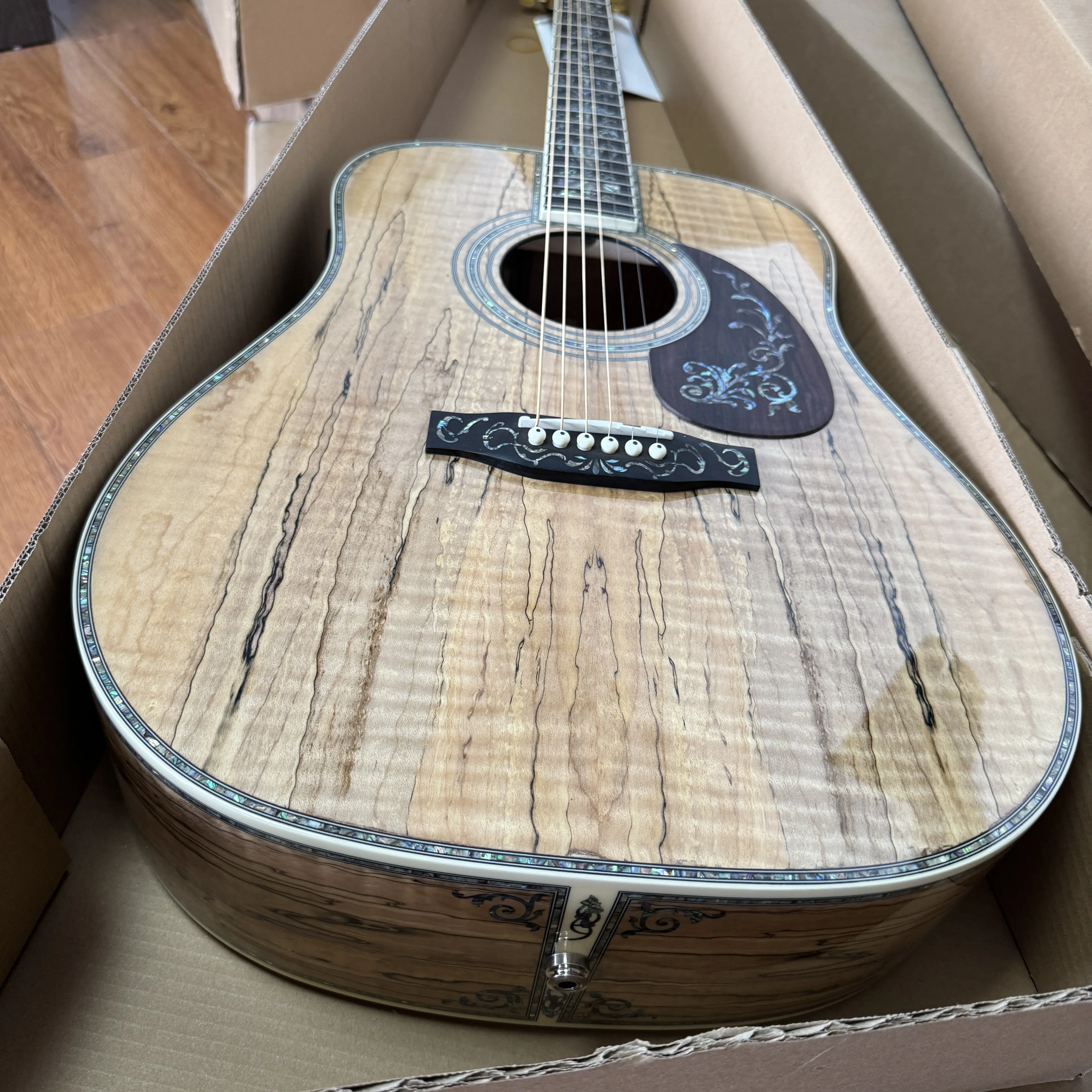 

High Quality Brown Acoustic Guitar All Koa Ebony Fingerboard with Bone Nut for Country Bluegras Jazz Free Shipping