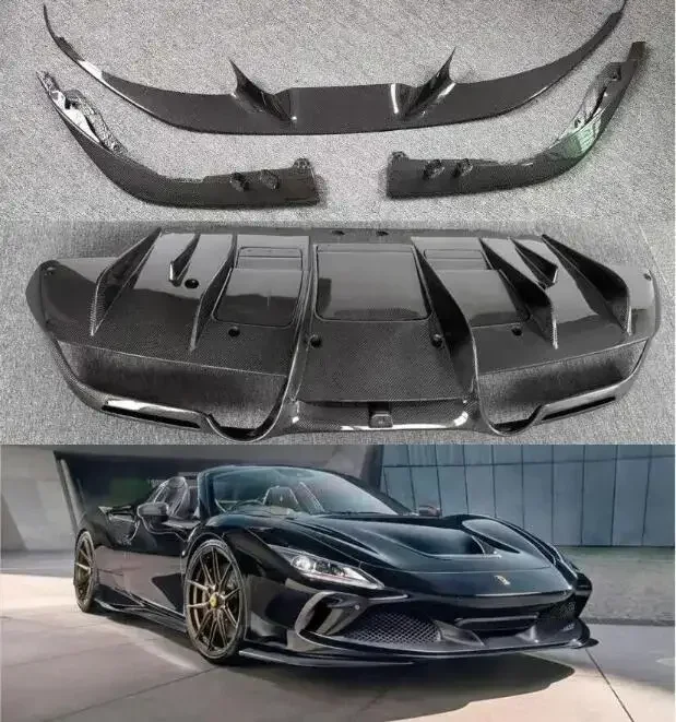 New！ For Ferrari F8 Tributo Spider 2019-2024 Real Carbon Fiber Bumper Front Lip Rear Trunk Diffuser Spoiler Side Skirts Full Bod