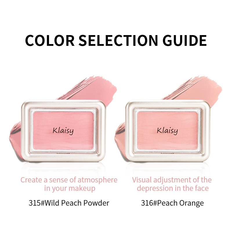 Klaisy 2 Colors Face Mousse Multi-Use Blusher Peach Cream Makeup Blush Palette Cheek Contour Cosmetics Blusher Makeup Rouge