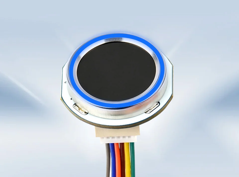 Capteur d'empreintes digitales capacitif tout-en-un de forme ronde (G), indicateur LED intégré, algorithme d'empreintes digitales commercial, 192 × 192